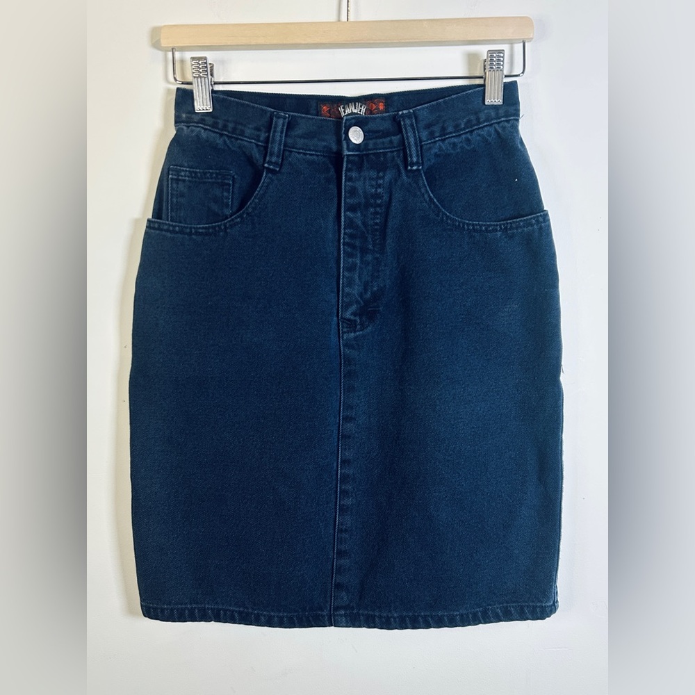 Vintage 90s Jeanjer by Jordache Dark Wash Denim Mini Skirt Size 3/4